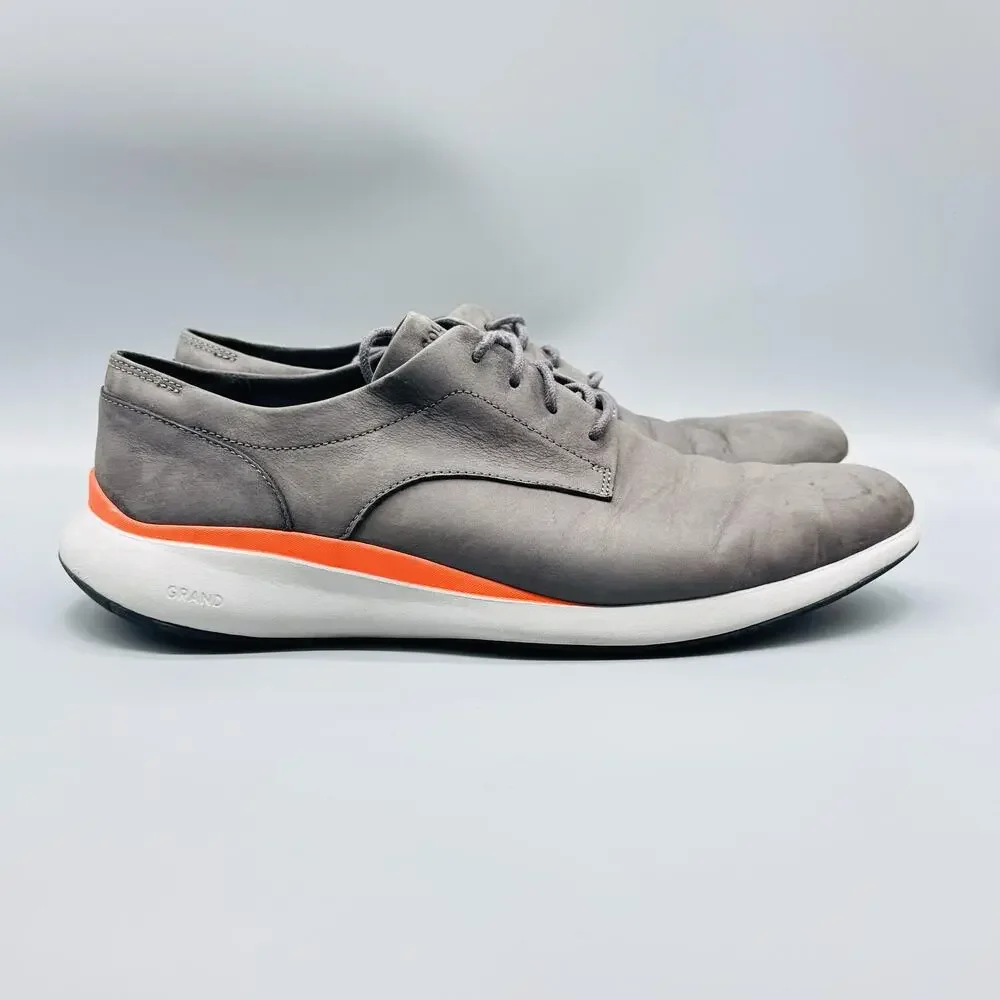 Cole Haan Shoes Mens 12 Gray Leather Grand Troy Plain Ox Oxford Casual Sneakers